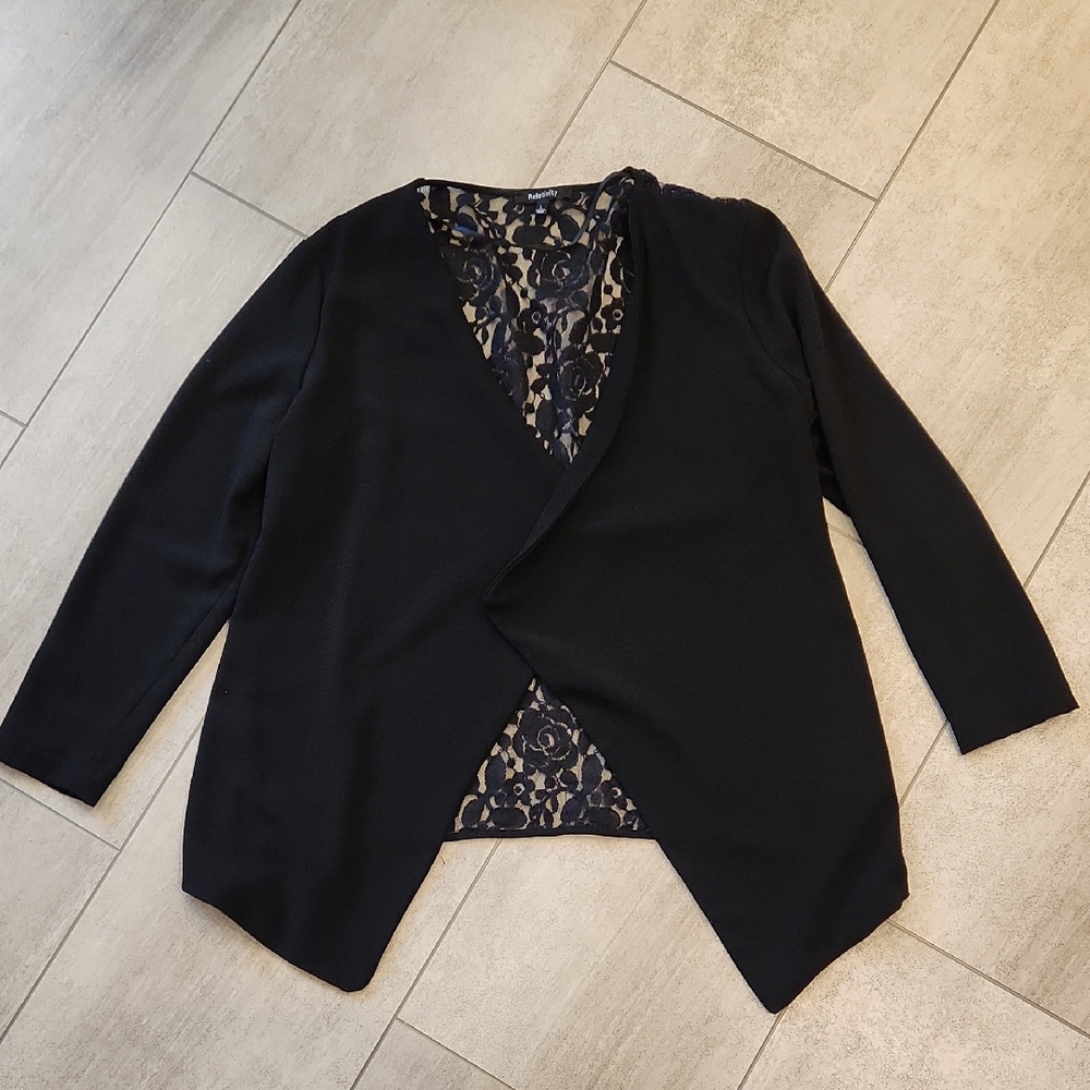Lace Back Blazer Open Front Womens Size Large Relativity Brand